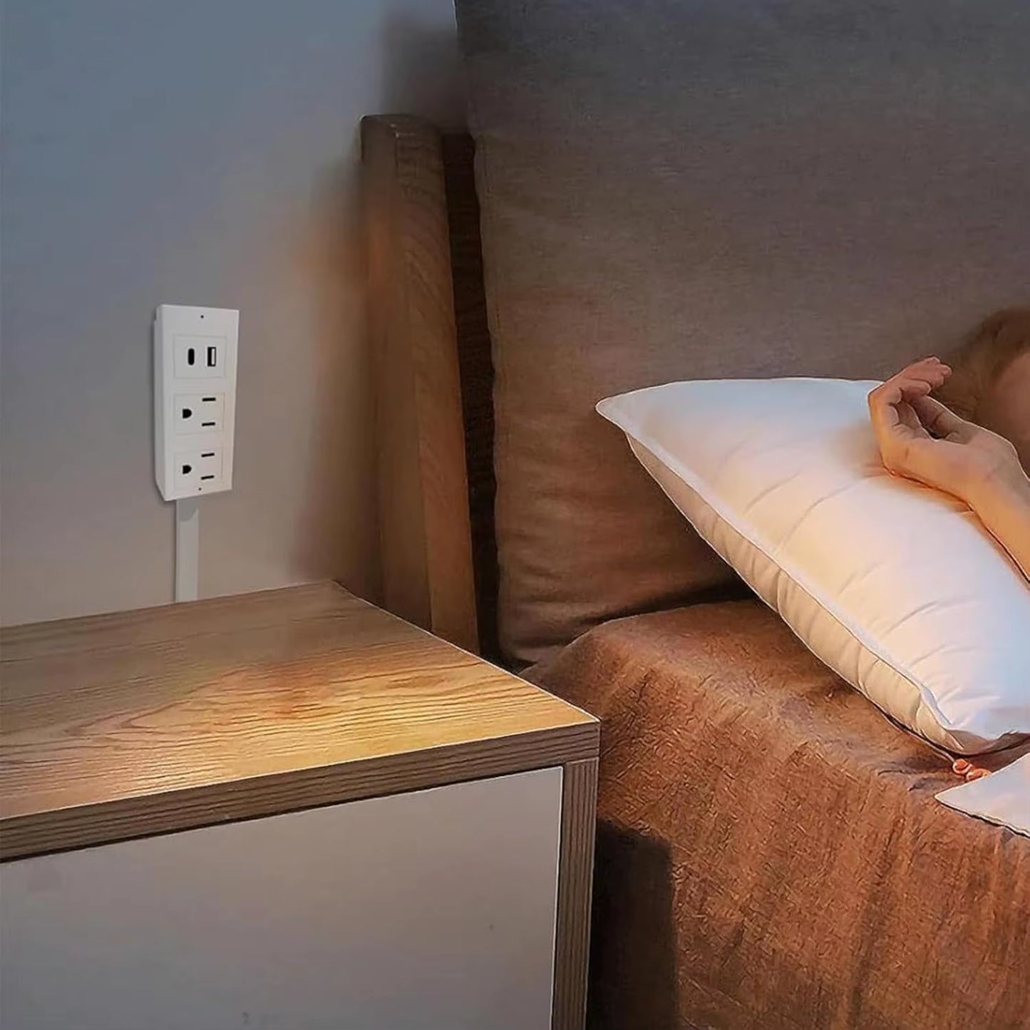 USB-A USB-C 2 Ac Outlets Extended Rotating 180° Swivel 22-34 Inch Extendable Wall Outlet for Couches 1Pc Consumer Electronics