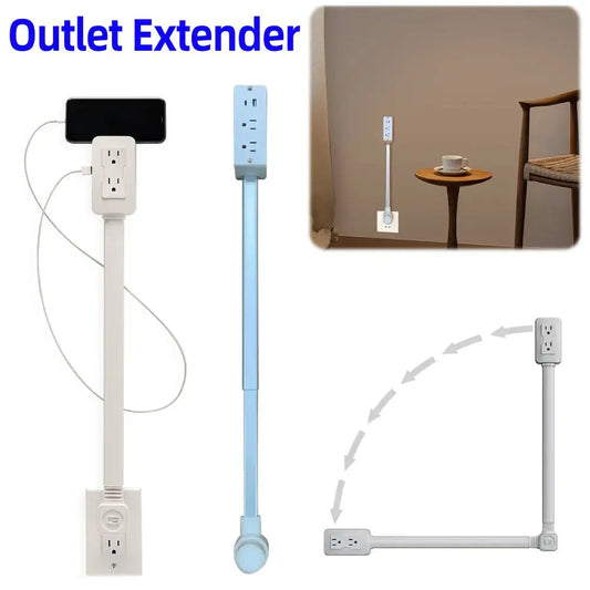 Electrical Outlet Extender Flat Plug Power Strip Features Rotates 180° Power Outlets Extender Use behind Sofas Nightstands Desk