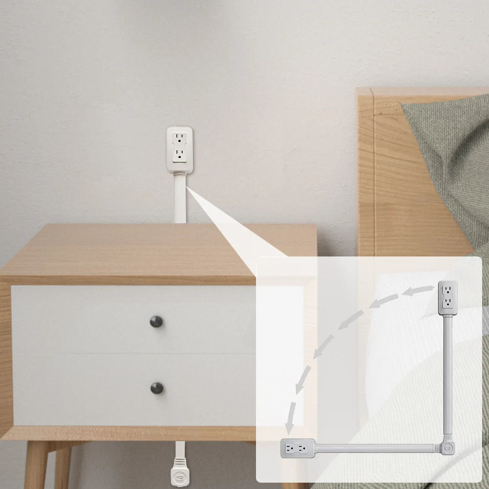Electrical Outlet Extender Flat Plug Power Strip Features Rotates 180° Power Outlets Extender Use behind Sofas Nightstands Desk